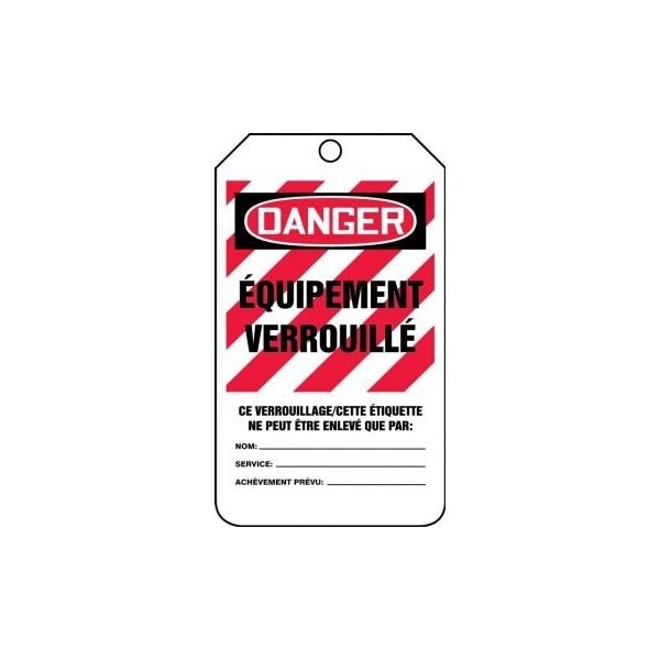 Accuform French Safety Tags, DANGER EQUIPMENT LOCKED OUT, 5.75in x 3.25in, HS-Laminate, 5PK FRMLT410LTM - main